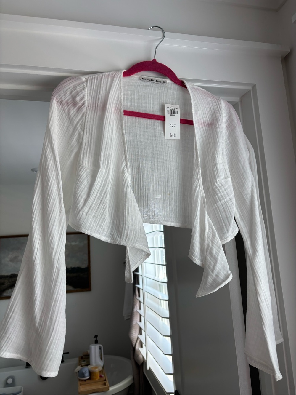 Abercrombie & Fitch White Draped Open-Front Shrug